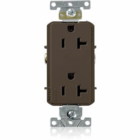Leviton Straight Blade Receptacle, 5-20R, 20 A, 125V AC, 2 Pole, 3 Wire, Flush Mount, Single, Brown 16342