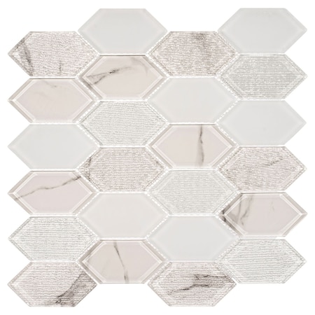 Andova Tiles Astor 2 in. x 4 in. Elongated Hexagon Glass Mosaic Wall Tile Andova Tiles