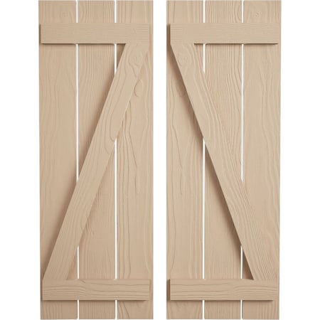 Ekena Millwork Rustic Three Board Spaced Board-n-Batten Sandblasted Faux Wood Shutters w/Z-Board, 17 1/2W x 24H, PR SHUBSZ17X24SDPR