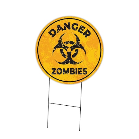 Signmission Danger Zombies Double Sided Corrugated Plastic Circle Yard Sign C-16-CIR-DS-WS- Danger Zombies