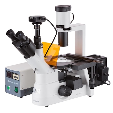 Amscope IN300 Inverted Epi-fluorescence Trinocular Compound Microscope 40X-1000X w/2.3MP Color Global Shutt IN300TC-FL-2MG3