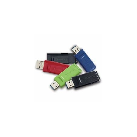 Verbatim 32GB Store 'n' Go USB Flash Drive, 5pk, Assorted, 32 GB, USB 2.0 Type A, Assorted, Lifetime, 4PK 70897
