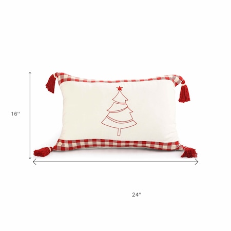 Homeroots Set of Two Red And White Lumbar Christmas Cotton Throw Pillow Covers, 2PK 588351