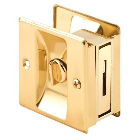 Prime-Line Prime-Line 2.5 in. D X 2.5 in. L Polished Brass Gold Solid Brass Pocket Door Privacy Lock 1 pk N 6771