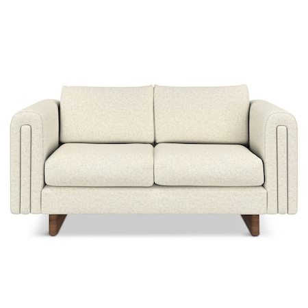 Homeroots 61" Ivory Fabric Sofa With Walnut Legs 641135