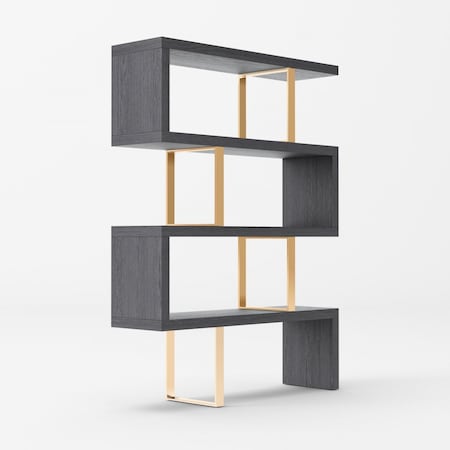 Homeroots Gold And Gray Four Tier Bookcase 482698