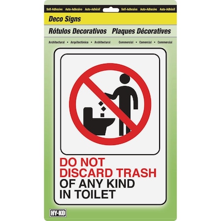 Hy-Ko Do Not Discard Trash In Toilet Sign D-25