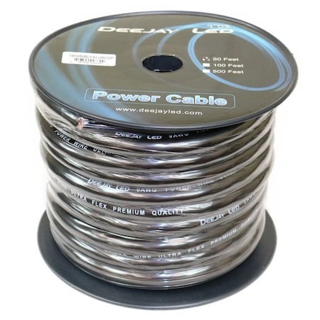 Deejay Led 0-Gauge 50 Foot Black Aluminum Copper Cable CCA All Purpose Power Cable TBH050BLKALUMCOP
