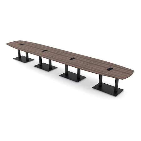Skutchi Designs Arc Rectangle Meeting Room Table, 45 in W, 264 in L, Brown HAR-AREC-48x264-DOU.BK-H3041-EBLK