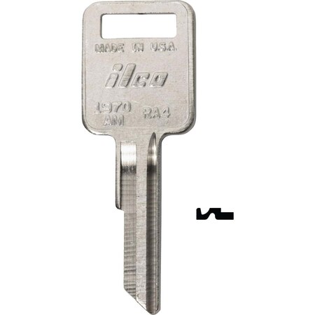 Kaba Ilco AMC Nickel Plated Automotive Key RA4 / 1970AM, 10PK AL3481704B