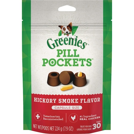 Greenies Capsule Pill Pockets Hickory Smoke Flavor Chewy Dog Treat, 30PK 101071