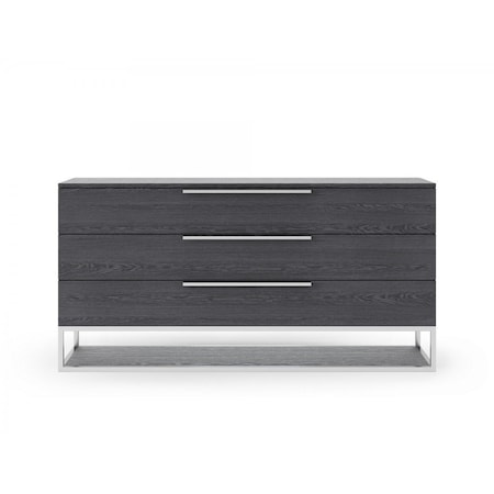 Homeroots 58" Grey Manufactured Wood Three Drawer Dresser 473122