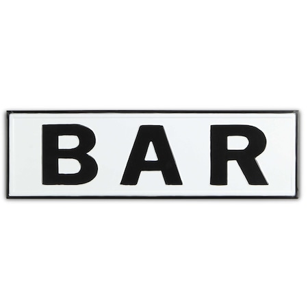 Homeroots 8" X 25" White and Black Handcrafted Bar Metal Wall Decor 487535