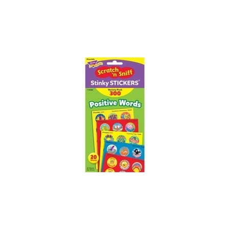 Trend Praise Word Stinky Stickers, Round, Scratch/Sniff, PK300 TEPT6480