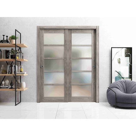 Sartodoors Sliding Closet Bypass Doors Grey Solid Core Modern Interior QUADRO4002DBD-NEB-36