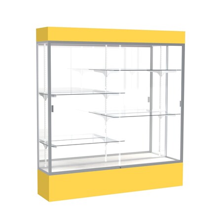 Ghent Lighted Floor Display Case 72x80x16, Mirror, Satin 3176MB-SN-GR