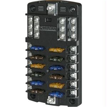 Blue Sea Systems Blue Sea  ST Blade Fuse Block w/out Cover - 12 Circuit w/ Negative Bus 5031
