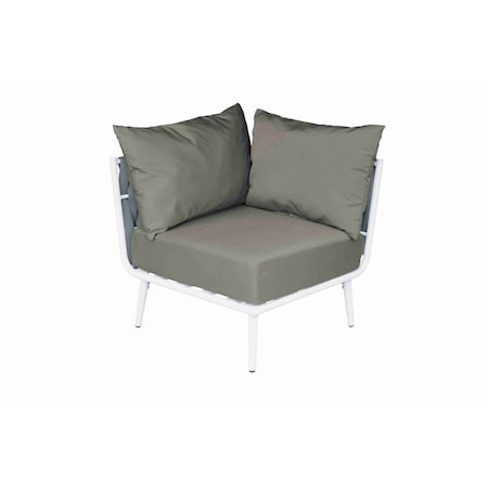 Bfm Seating Cayman Corner Sofa - Medium Gray flat rope, White powder coat aluminum, ganging bracket PHPCGRWH-54048