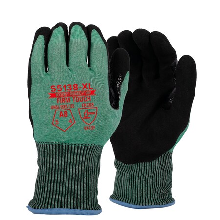 Firm Touch ANSI Cut A8, ABR 5, PUN 4, Sandy Foam, Standard 15G XS, 12PK S5138 XS