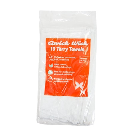 Hospeco Terry Towel - Pack of 10 White Cotton 16x19 - Case of 160, 160PK AT-TT10-16