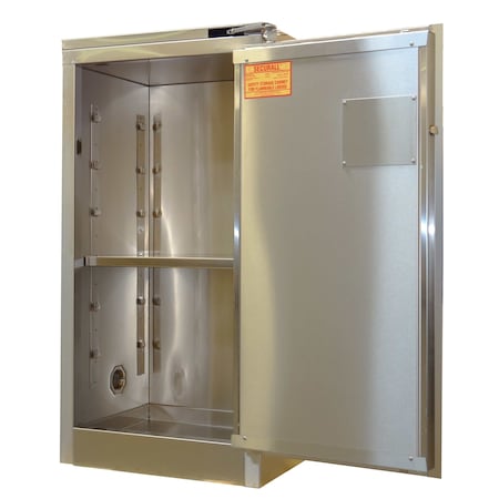 Securall Hazardous Material Storage Cabinet, 12 gal, 1 Shelves, Stainless Steel, 24 in W x 37 in H x 18 in D a305-ss