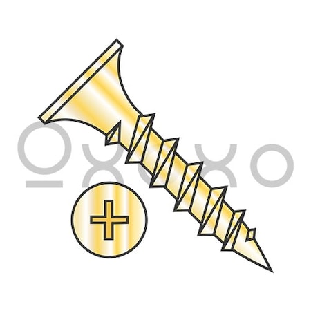 Oxoxo 8X2 1/2 Phillips Recess Bugle Head Coarse Thread Drywall Screw Zinc Yellow, 2000PK 486733