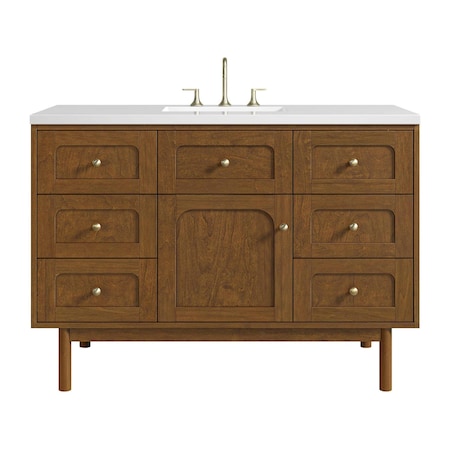 James Martin Vanities Laurent 48" Single Vanity, Honey Oak w/ 3 CM White Zeus Silestone Top 545-V48-HNO-3WZ