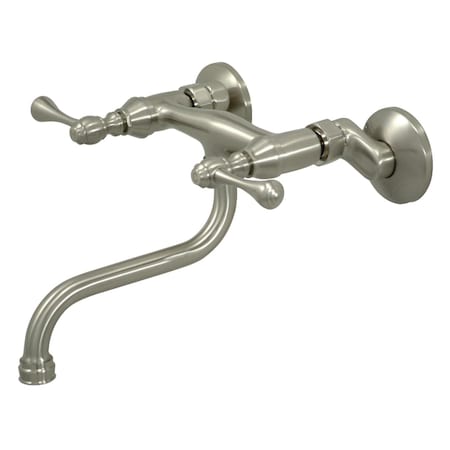 Kingston Brass Double-Handle Wall Mount Bathroom Faucet, Brushed Nickel KS316SN