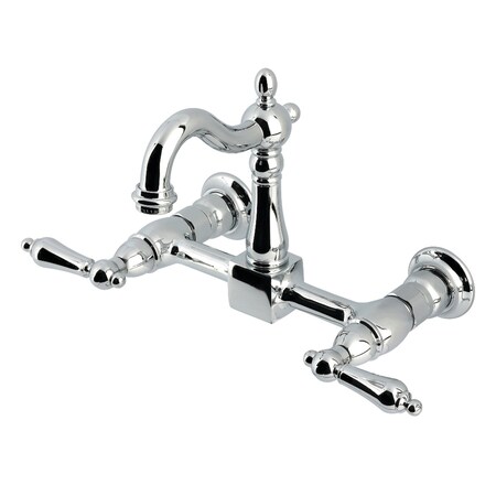 Kingston Brass Two-Handle Wall Mount Bridge Kitchen Faucet, Polished Chrome KS2441AL