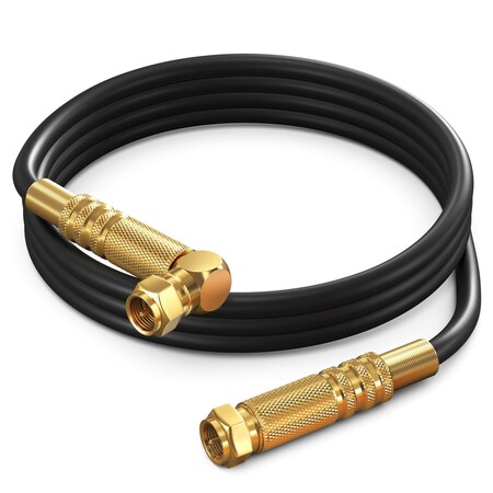 Maximm 4ft RG6 Quad Shielded Coaxial Cable with Right Angle Connector, Black RG6-STA-GLD-4S-4FT