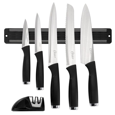 Oster Bridgewall 7 Piece Magnetic Wall Mounted Stainless Steel Cutlery Set in Black 138451.07