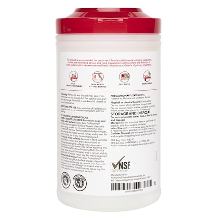 Genpak No Rinse Sanitizing Wipes XL 7.75" x 5" 175 Count P66784