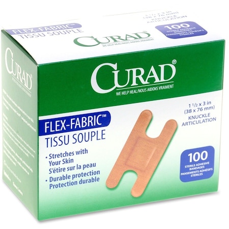 Curad Flex Fabric Bandages, Knuckle, 1.5 x 3, PK100, 100PK NON25510
