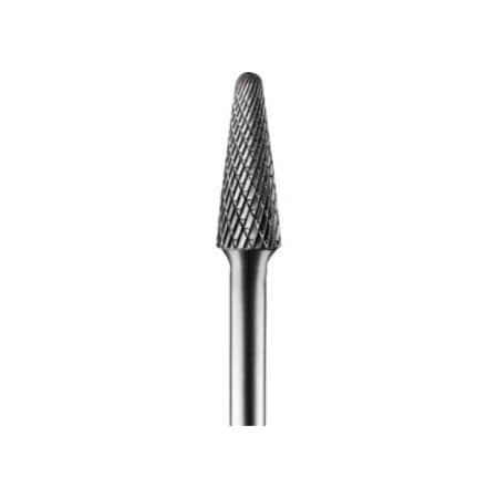 Pferd Carbide Taper/Radius Bur Bit, 1/2 inDia. x 1 1/8 inL Cut, 1/4 in Shank, Alt. Diamond 419-25162