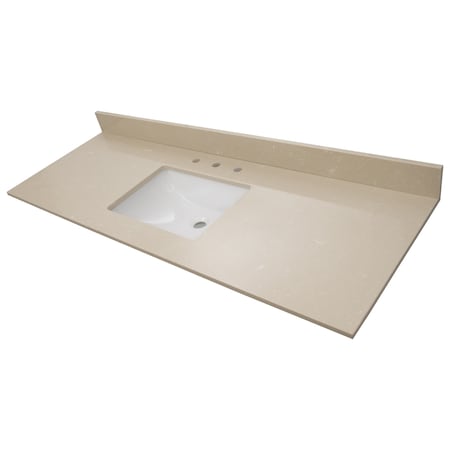 Ackland LustreLine Lasano Beige 61 in. x 22 in. Integrated Single Sink Vanity Top Engineered Marble AKFVNEMLABE61X22P-SB