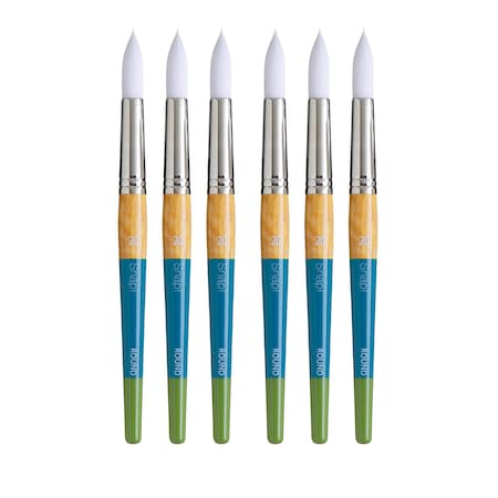 Princeton Snap! Round Brush, Synthetic Bristles, Short Handle Mixed Media Paintbrush, Size 2/0, 6PK P9850R20