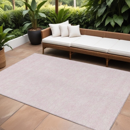 Homeroots 10' X 14' Pink And Ivory Geometric Washable Indoor Outdoor Area Rug 602442