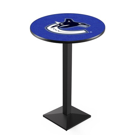 Holland Bar Stool Co 42" Blk Wrinkle Vancouver Canucks Pub Table, 36" dia. Top L217B4236VanCan