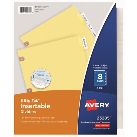 Avery Dennison Avery, Insertable Big Tab Dividers, 8-Tab, Letter 23285