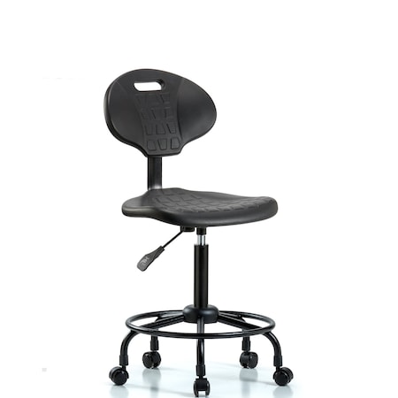 Blue Ridge Ergonomics Erie Med Bench Chair, RT, Casters, No Arms, 24" to 31-1/2" Height, Black; Blue BR-TPMBCH-RT-A0-RC