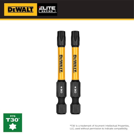 Dewalt Insert Bit, T30, Impact Rated, S2 Steel DWAF2TX30IR2