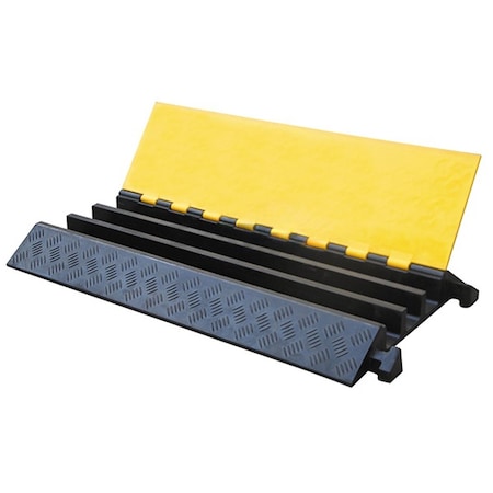 Kable Kontrol Cable Ramp, 2.95 in H, 35.43 in L, 19.685 in W, 3 Channel, Polyurethane/Rubber, Black, Yellow CP9986
