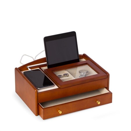 Fixturesfirst Cherry Wood Valet Box, Brown FI2537237
