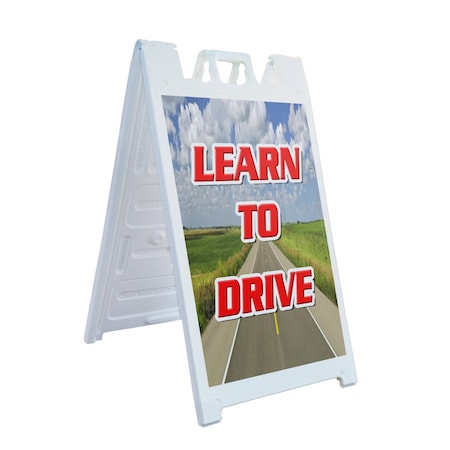 Signmission Learn To Drive, A-Frame & 2 Decals Installed, Heavy-Duty Plastic Frame SBHD-D-2436-Learn To Drive