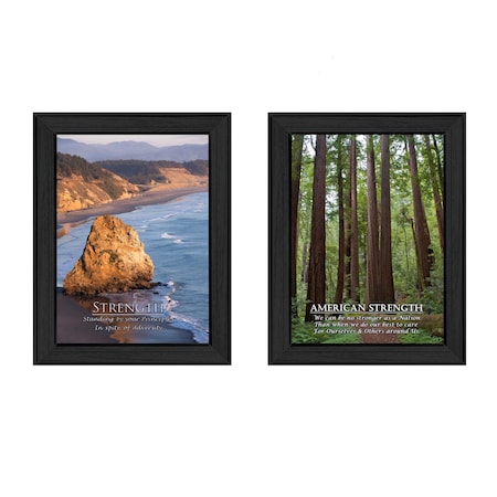 Homeroots Set Of Two Strength 1 Black Framed Print Wall Art, 2PK 405748