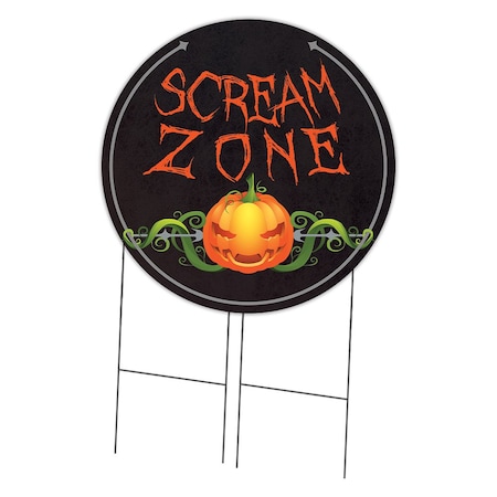 Signmission Scream Zone Double Sided Corrugated Plastic Circle Yard Sign C-36-CIR-DS-WS-Scream Zone