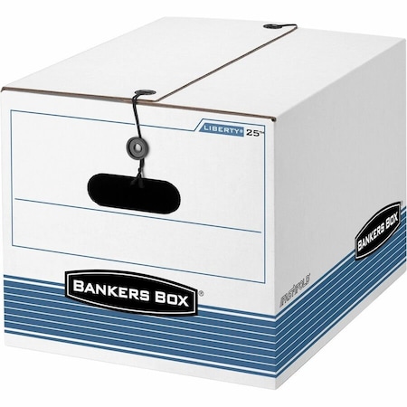 Bankers Box File Box, Corrugated Fiberboard, 12 in W, 15 1/2 in D, 10 1/4 in H, String & Button Closure 00025