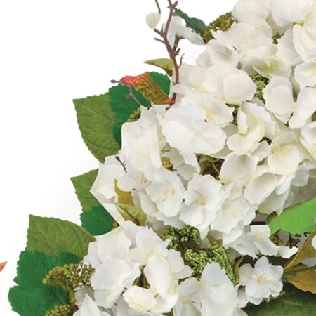 Homeroots 36" White And Green Hydrangea Artificial Wreath 634648