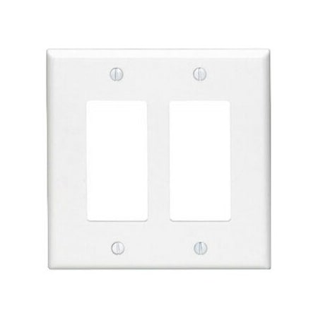Leviton Decora Wallplate, Midway Size, Gang 2, Light Almond PJ262-T