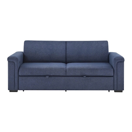Global Furniture Usa Contemporary U0211 Navy Pull Out Sofa Bed With Led Acrylic Shelves And Speakers U0211-NAVY-PO SB